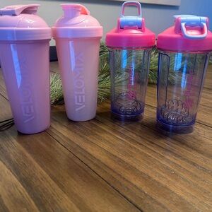 Velomix Pink and Pink Blender Bottle Shaker Set